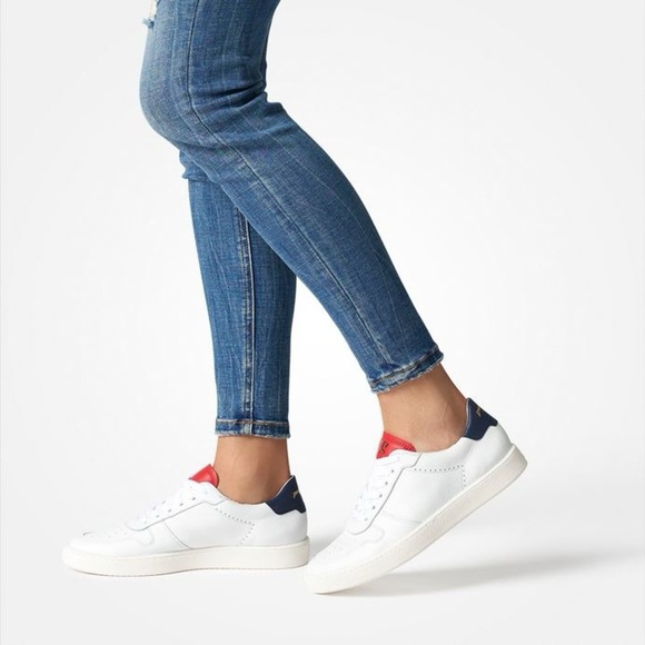 Paul Green White Sneakers with Navy and Red Accents - Picture 3 of 11